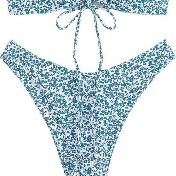 WDIRARA Women's 2 Piece Bandeau Floral Swimsuit Size Medium NWOT - Picture 7 of 7